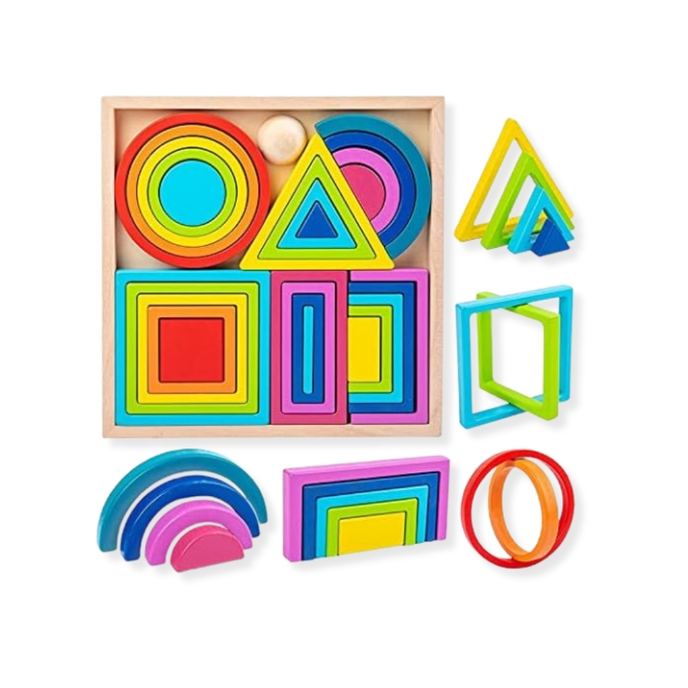 Wooden Rainbow Architect Sets, 28 pieces